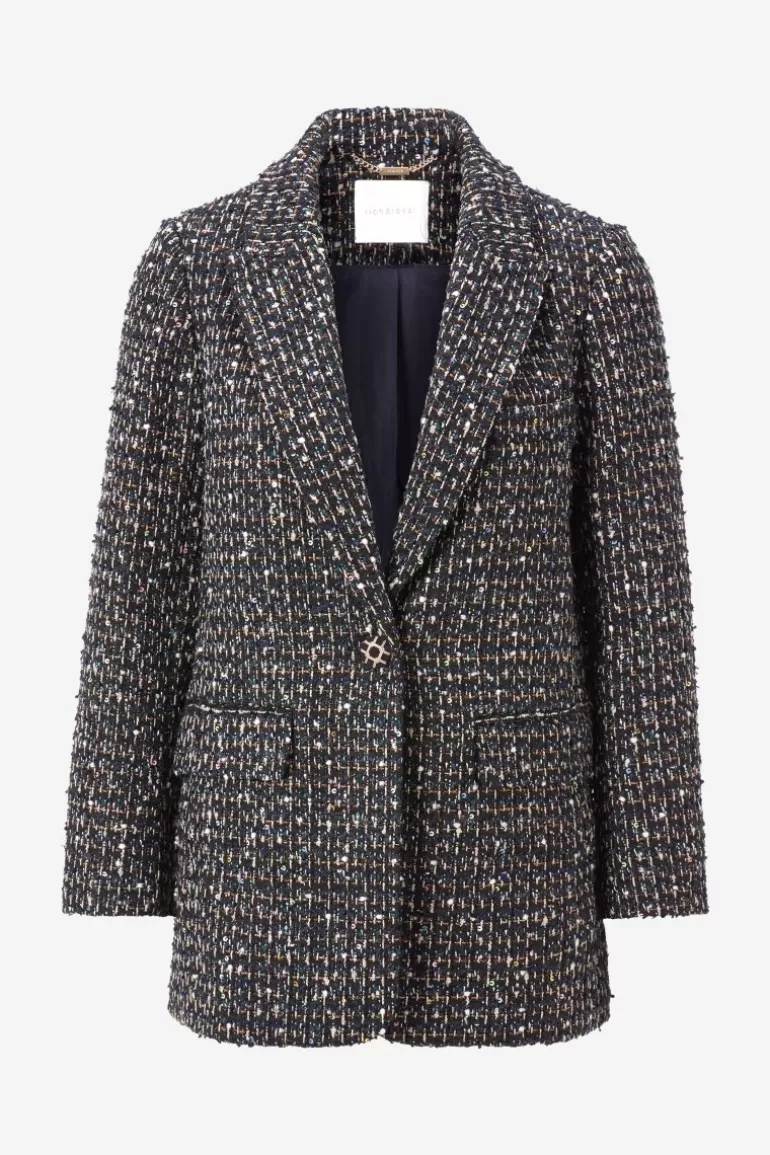 Damen Rich & Royal Casual Blazer | Bouclé-Jacken | Bouclé-Blazer Mit Statement-Knopf