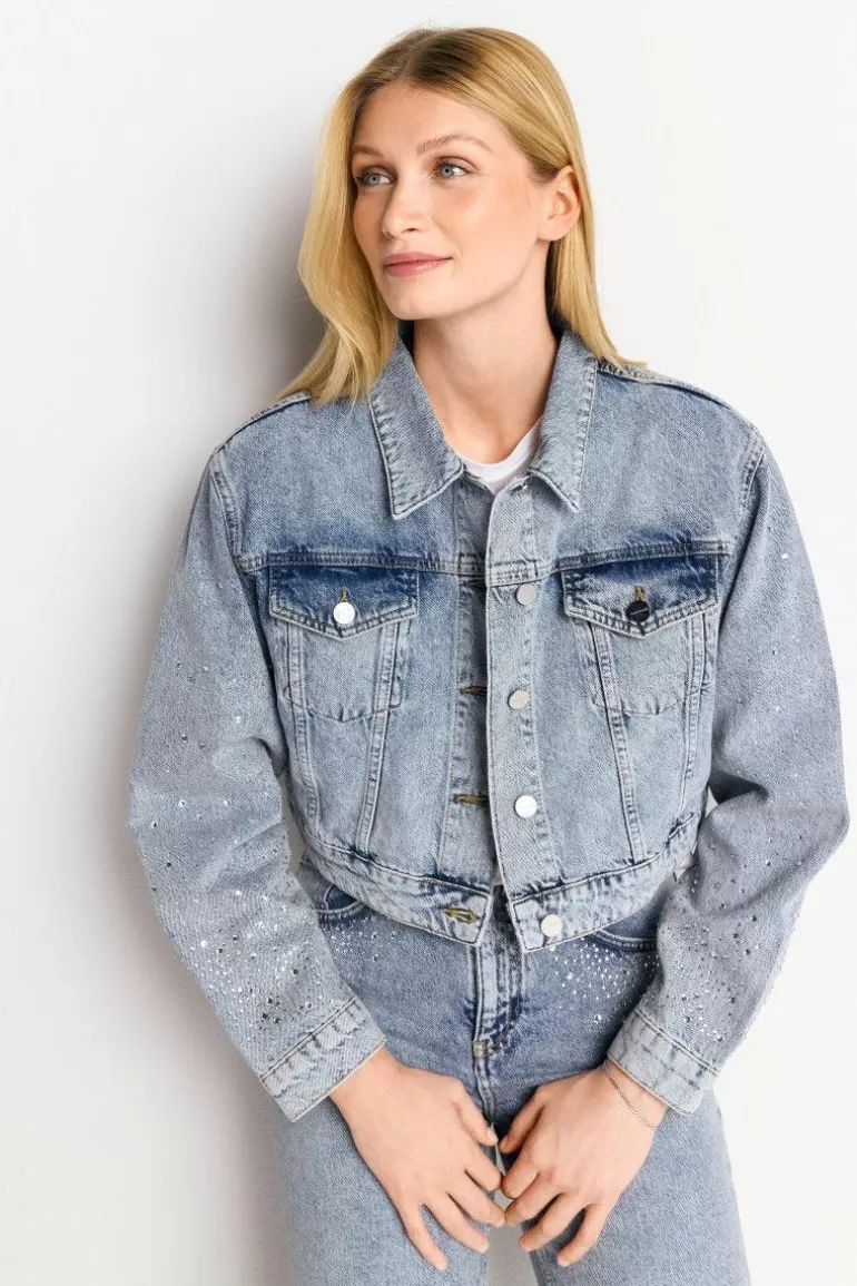 Damen Rich & Royal Übergangsjacken | Denim-Jacke Mit Strassdetails