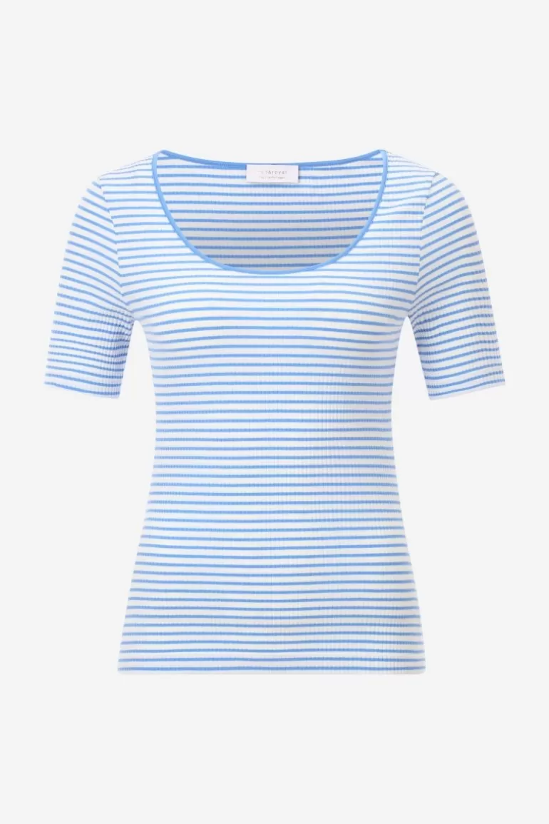 Damen Rich & Royal T-Shirts | Gestreiftes T-Shirt In Feiner Rib-Struktur