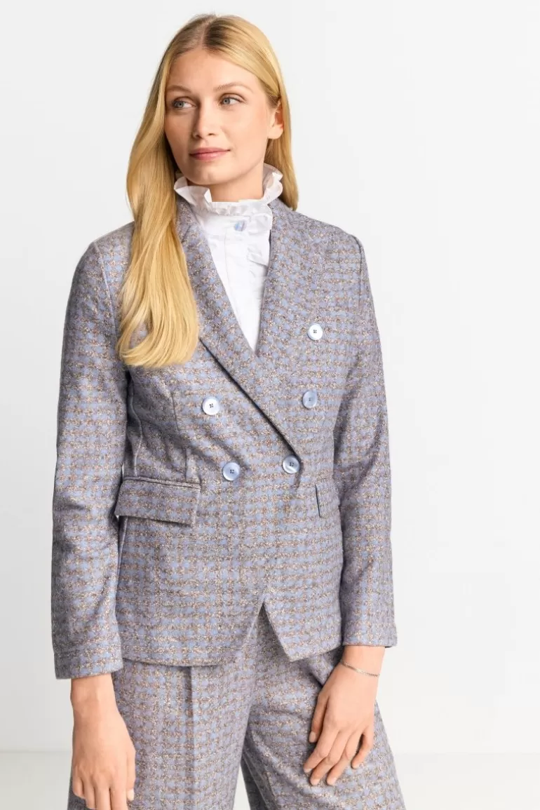 Damen Rich & Royal Casual Blazer | Business Blazer | Karierter Wollblazer Mit Reverskragen