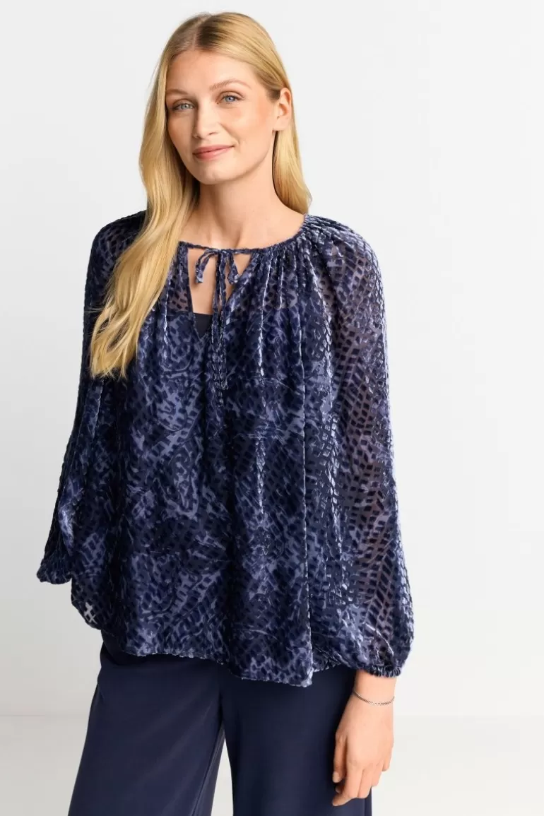 Damen Rich & Royal Casual Blusen | Samtbluse Mit Ballonärmeln