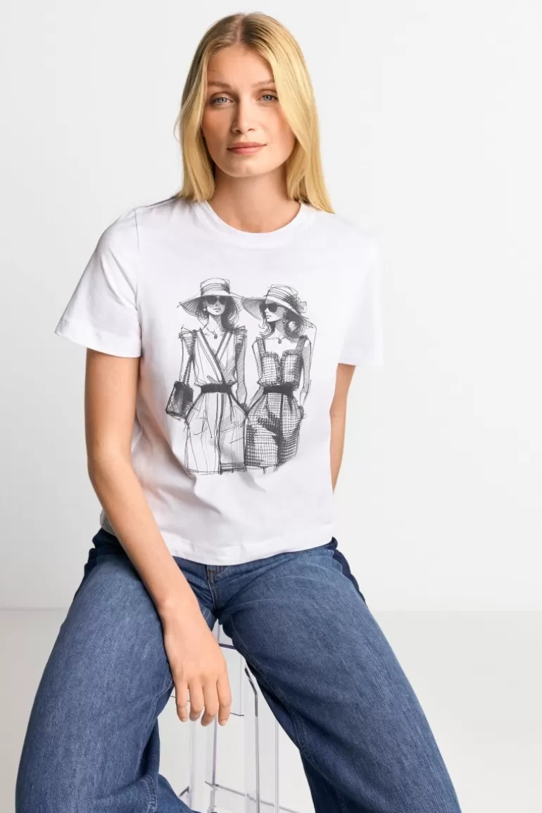 Damen Rich & Royal T-Shirts | Weißes T-Shirt Mit Statement-Print